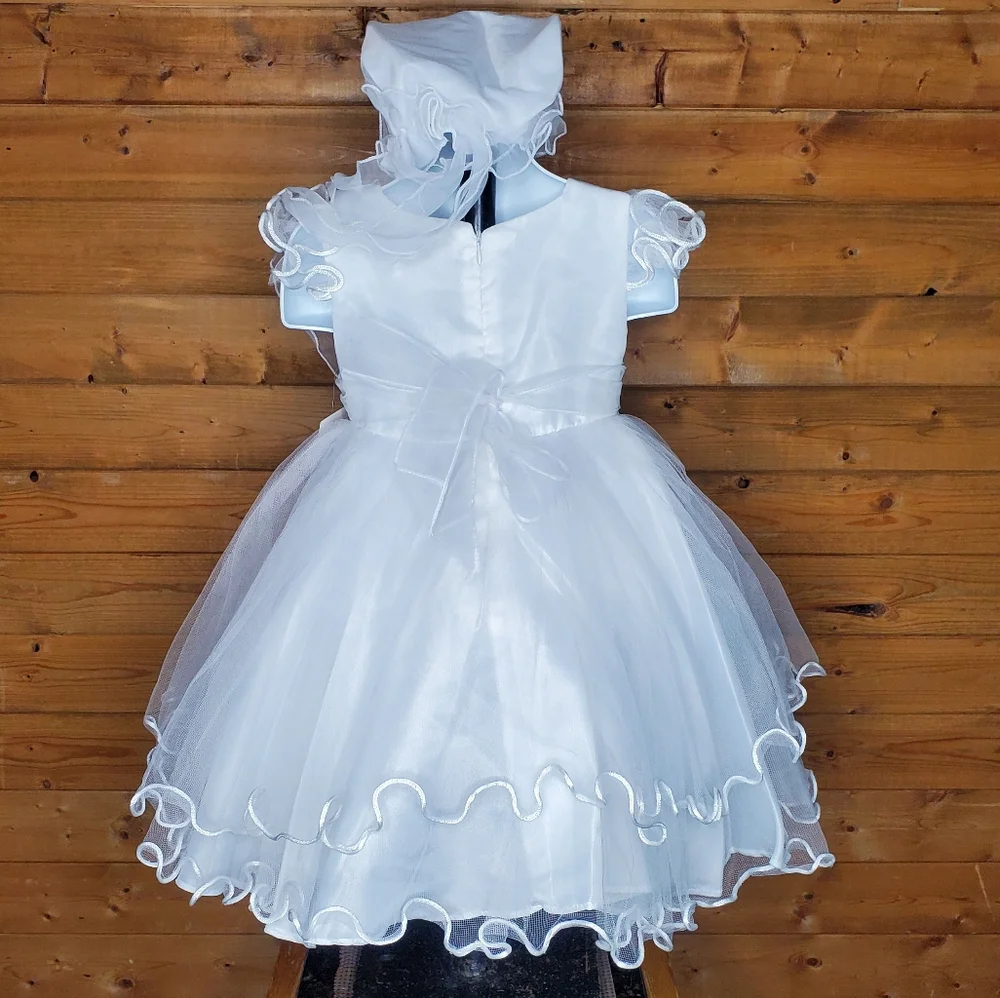 ❤ New  SHANIL white dress flowers embroidered sequins zipper size 2T 8, …